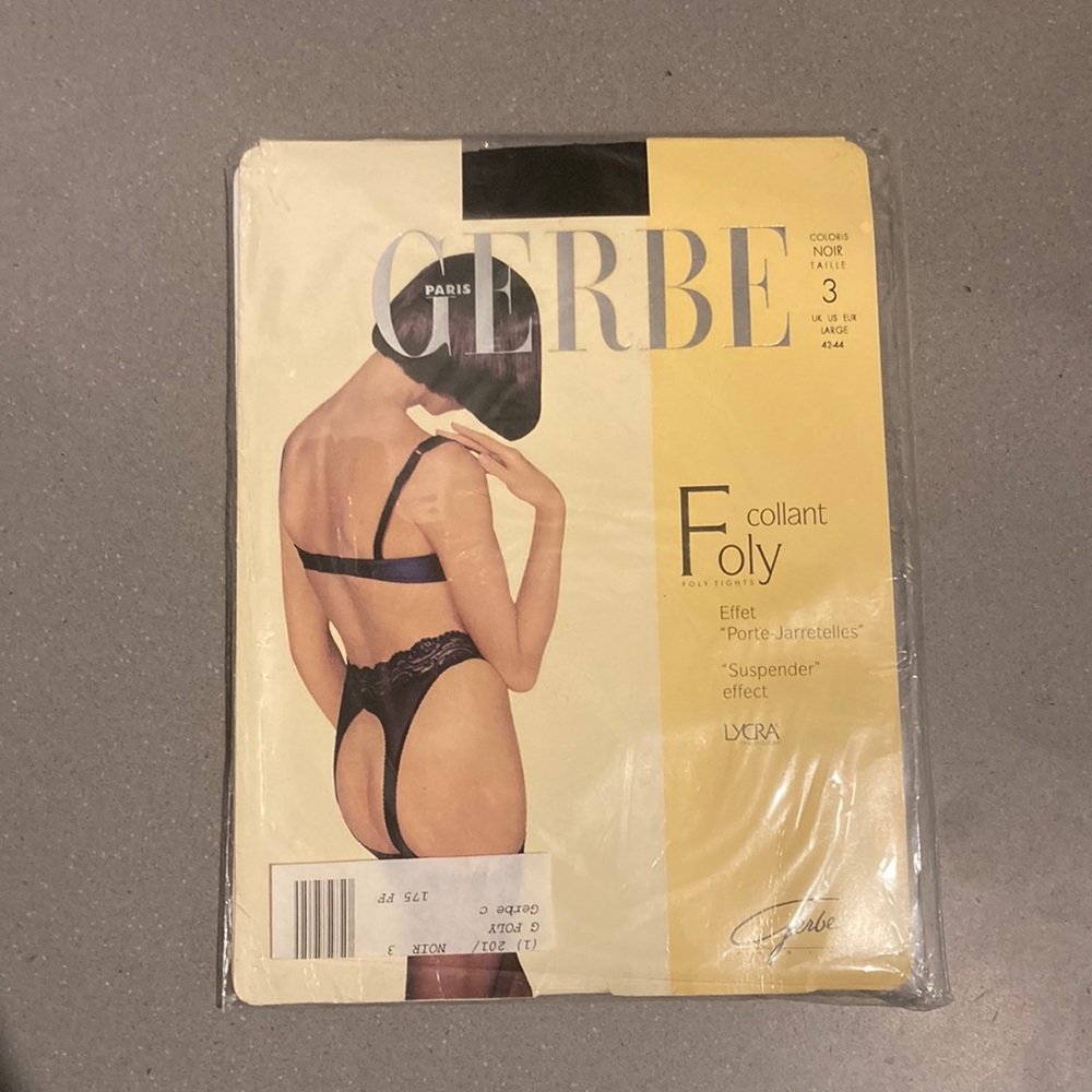 NWT Vintage Gerbe Paris Foly Collant Suspender Effect Tights